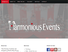 Tablet Screenshot of harmoniousevents.net